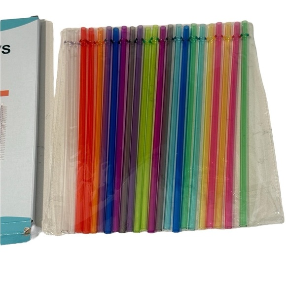 24-Pack Reusable Straws with Cleaning Brushes - 12 Colors! - Picture 3 of 11